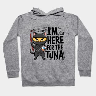 One design features a sneaky ninja cat with a katana in one hand and a can of tuna in the other. (4) Hoodie